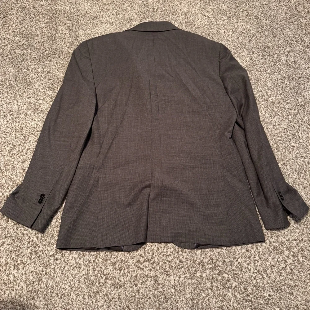 Massimo Dutti Extrafine Wool 42R Gray Graph Check Blazer Sport Jacket Two Button